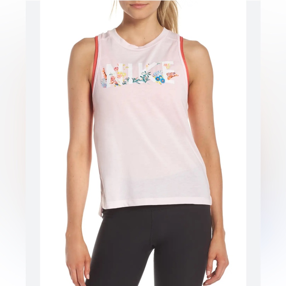 Nike Dri-fit Pink Floral Logo Tank size XS